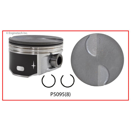 Piston Set(8) – Flat Top | GM, Chevrolet 5.3L LS-Series Vortec (2010–2014) – 3.780" Bore | 1.339" CH | Floating Pin | Anodized Head
